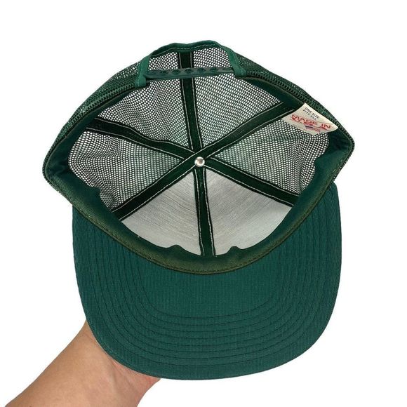 Vintage Interstate Batteries Hat Green Snap Back Trucker Cap 80s Patch USA MADE - Picture 5 of 6